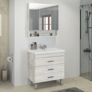 Comforty Тумба-умывальник "Никосия-80Н" дуб белый с раковиной Fest 80 F01